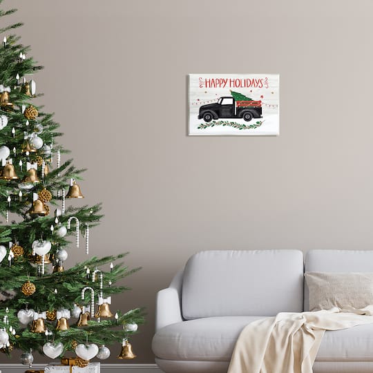 Stupell Industries Happy Holidays Christmas Tree Truck Wall Plaque Art
